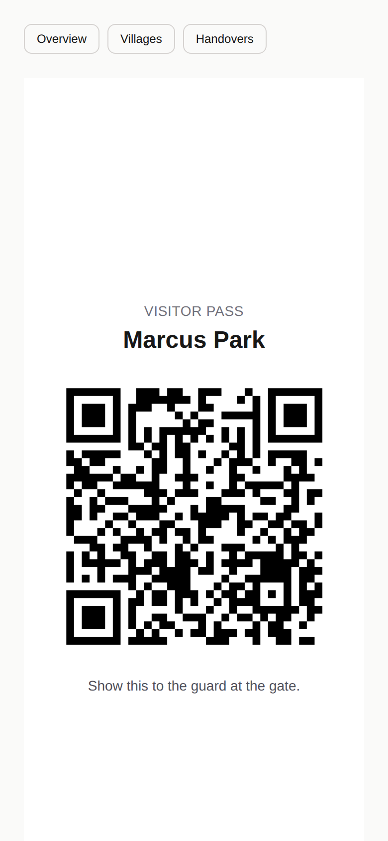 Public visitor QR page